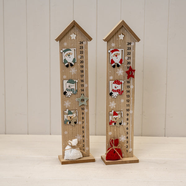 Advent Calendar House with Green Santa and Snowman