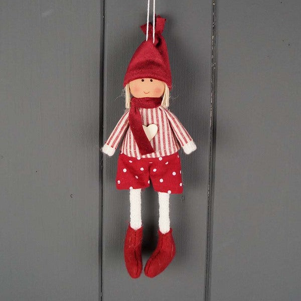 Fabric Doll in Red and White Stripes and Polka Dot Shorts