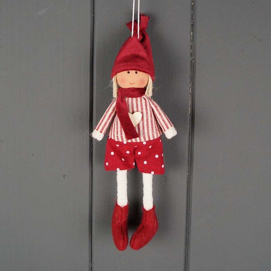 Fabric Doll in Red and White Stripes and Polka Dot Shorts