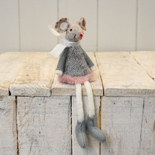 Fabric Mouse in Grey and Pink Dress