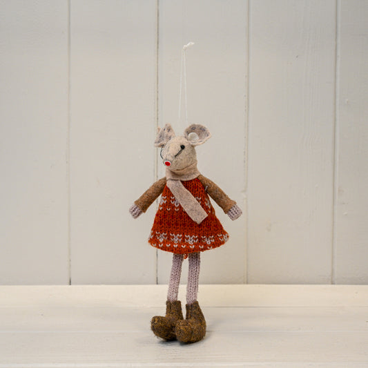 Fabric Mouse in Orange and Brown