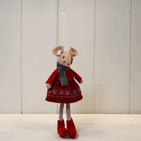 Fabric Mouse in Red Dress