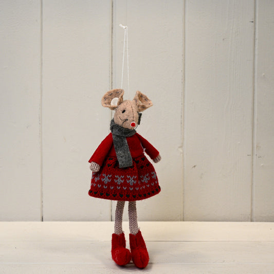 Fabric Mouse in Red Dress