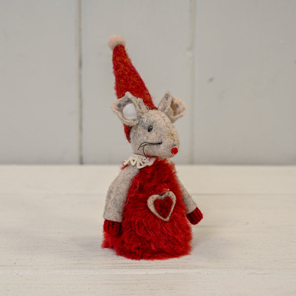 Fabric Mouse in Red Dress with Heart