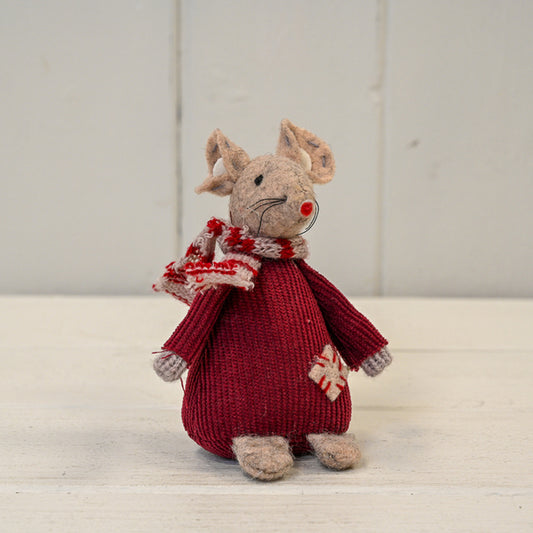 Fabric Mouse in Red Jumper and Scarf