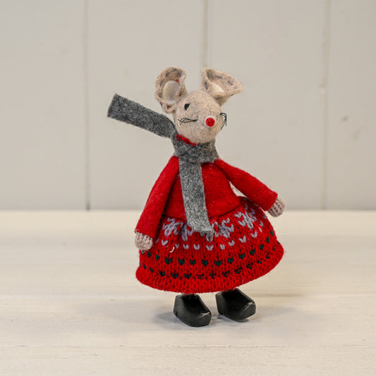 Fabric Mouse in Red Skirt