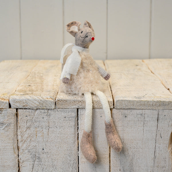 Fabric Mouse in White Jumper Dress
