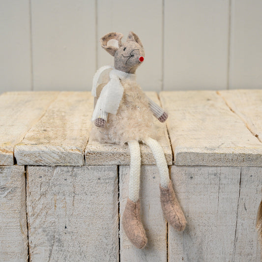 Fabric Mouse in White Jumper Dress