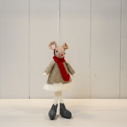Fabric Mouse with Red Scarf and Heart