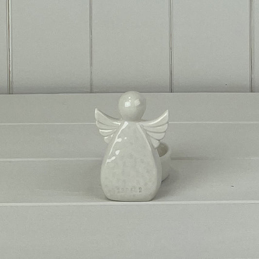 White Ceramic Angel Tealight Holder