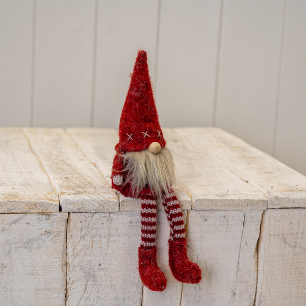 Fabric Gonk in Red Hat with Long Striped Legs