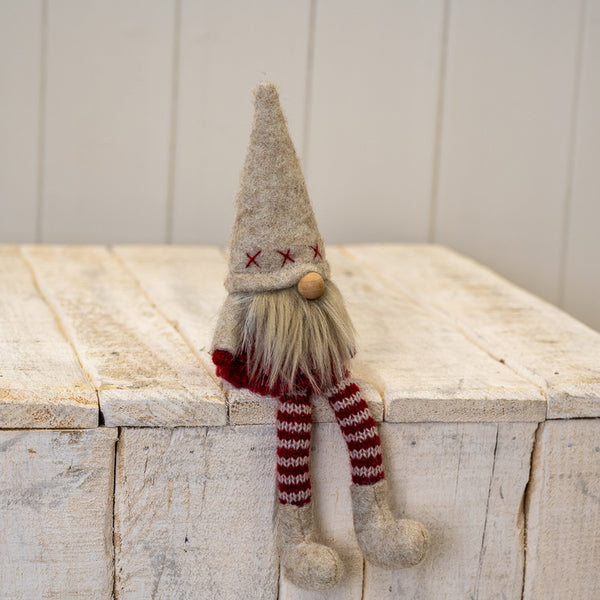 Fabric Gonk in White Hat with Long Striped Legs