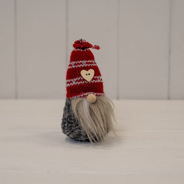 Grey Fabric Gonk with Red Hat and Heart