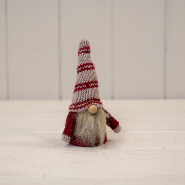 Red Gonk with White and Red Stripey Hat
