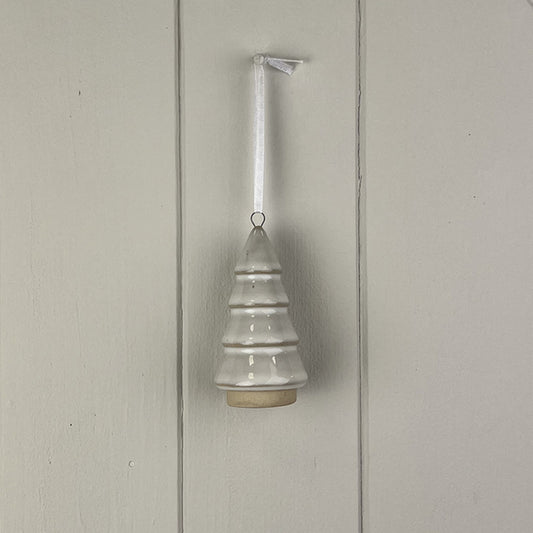 Glazed Ceramic Hanging Tree Decoration with Textured Detail