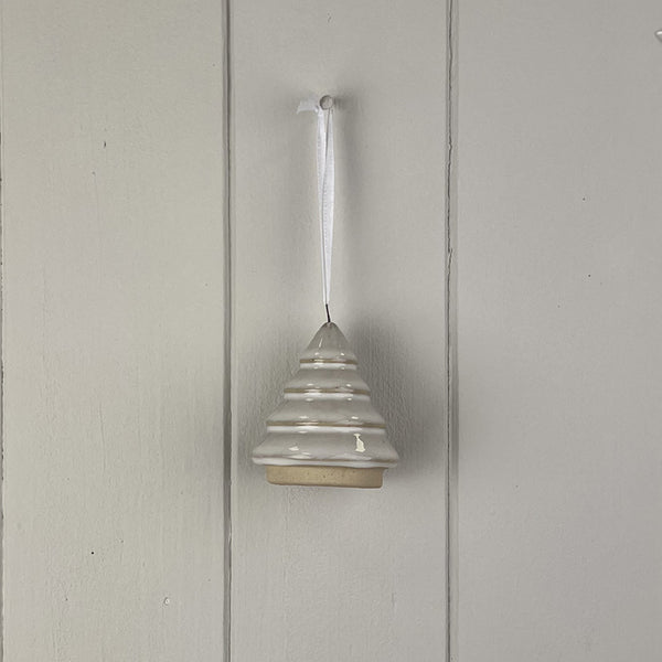 Glazed Ceramic Hanging Tree Decoration with Texturd Detail