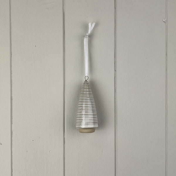 Glazed Ceramic Hanging Tree Decoration with Textured Detail