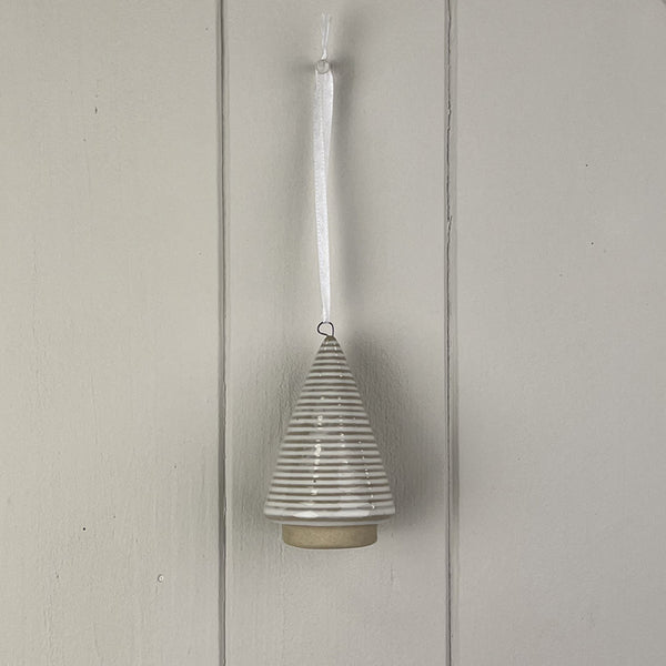 Glazed Ceramic Hanging Tree Decoration with Textured Detail