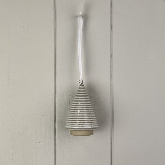 Glazed Ceramic Hanging Tree Decoration with Textured Detail