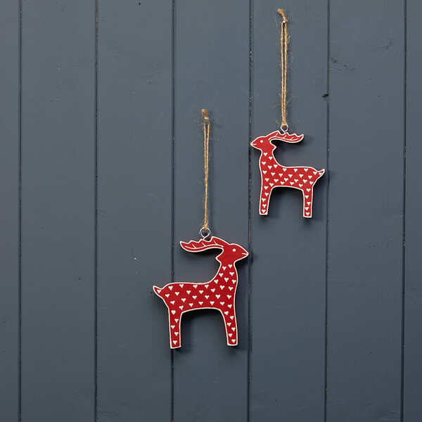 Hanging Red Reindeer with White Kerry Work