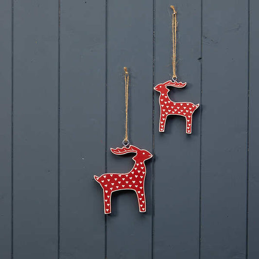 Hanging Red Reindeer with White Kerry Work