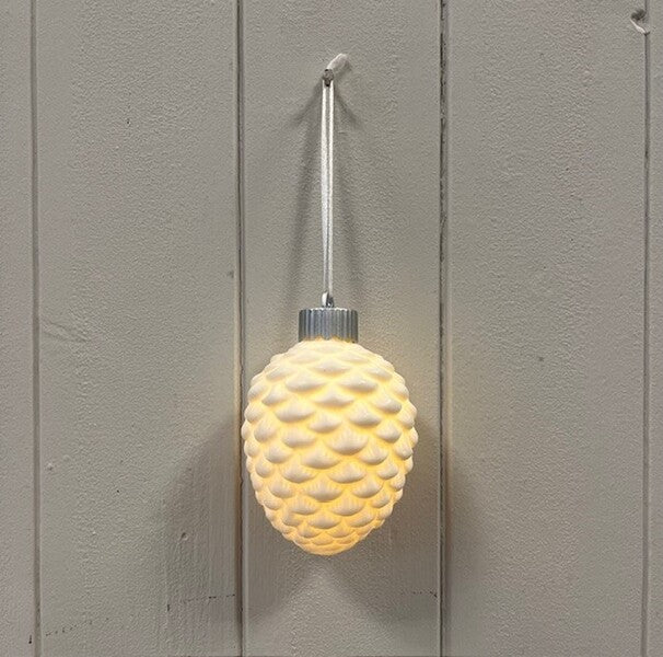 Ceramic Hanging Pinecone with LED