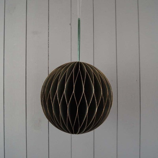 Hanging Handmade Green Circular Bauble Paper