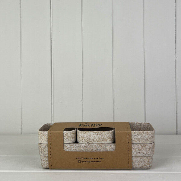 Oatmeal Cream Chaff Trio Plant Pots And Tray