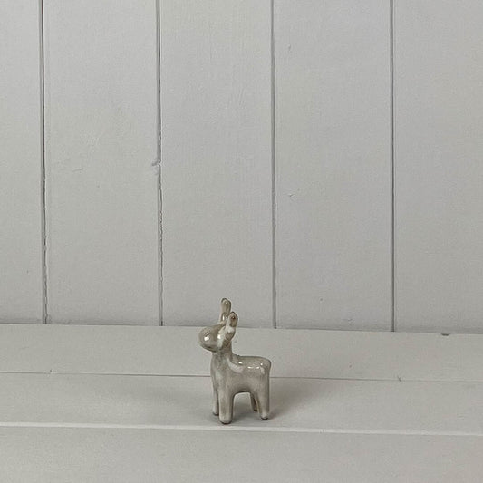 Beige Mottle Ceramic Reindeer Decoration