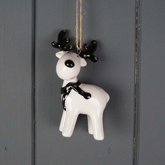 Black and White Ceramic Hanging Deer