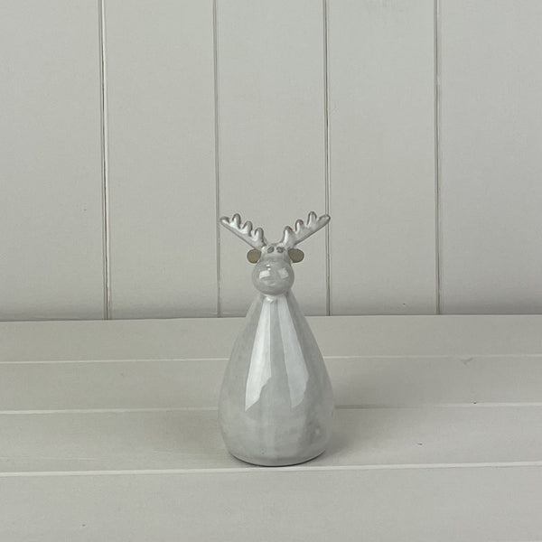 Glazed Ceramic Reindeer Ornament with Textured Detail
