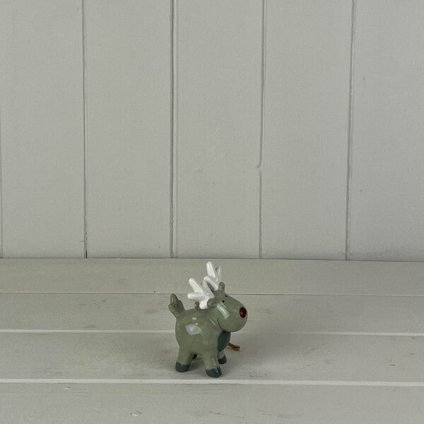 Light Green/White Ceramic Hanging Reindeer Decoration