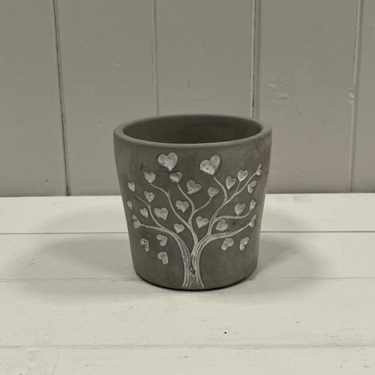 Grey Cement Love Tree Pot