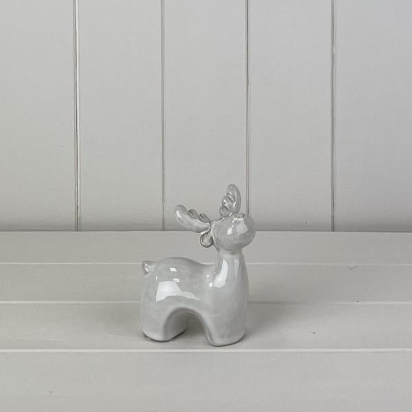 Glazed Ceramic Reindeer Ornament with Textured Detail