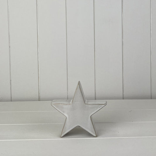 Glazed Ceramic Star Ornament with Textured Detail