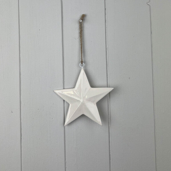 White Enamel Hanging Star