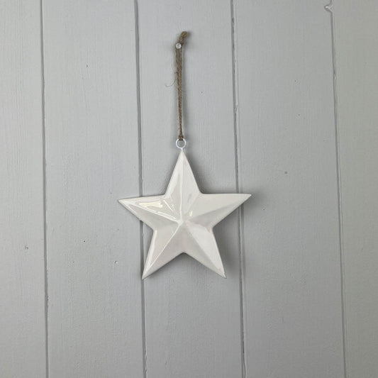 White Enamel Hanging Star