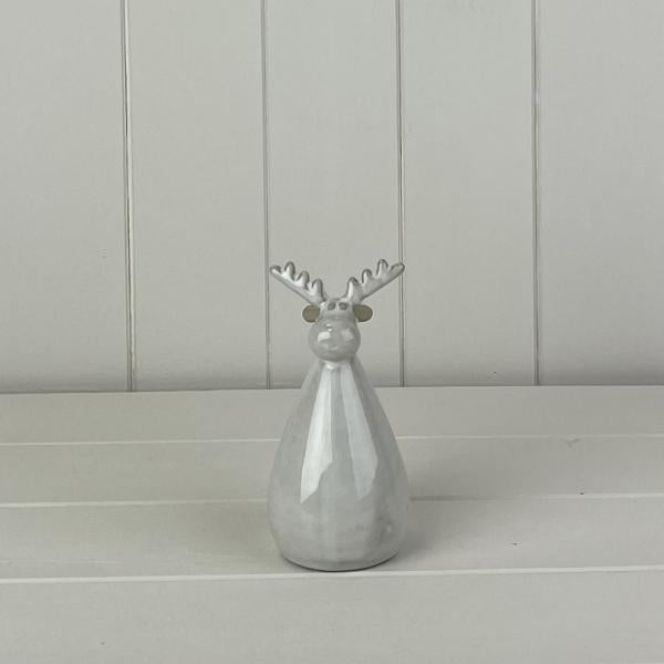 Glazed Ceramic Reindeer Ornament with Textured Detail