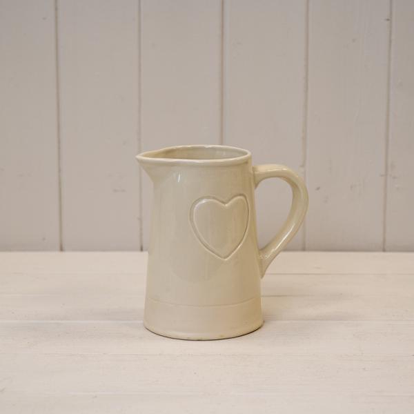 Cream Debossed Heart Jug