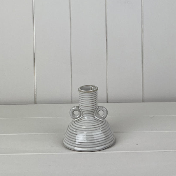 Glazed Ceramic Candle Holder With Textured Detail