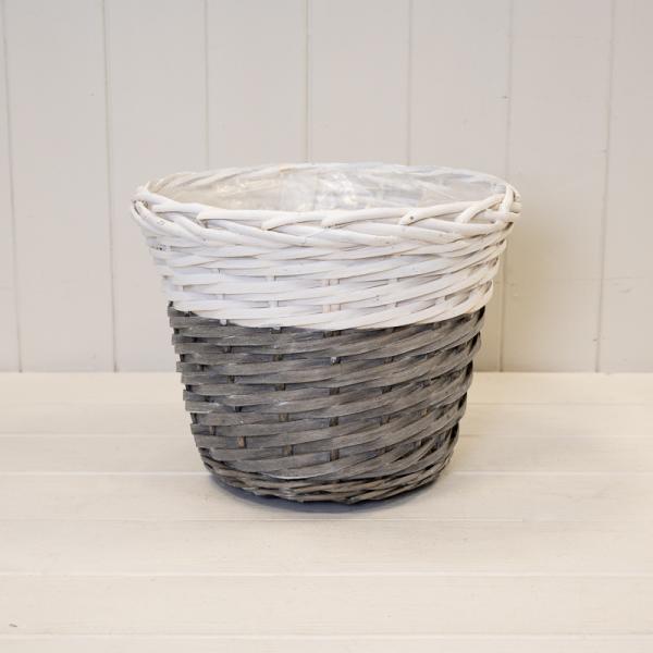 Two Tone White/Grey Willow Planter