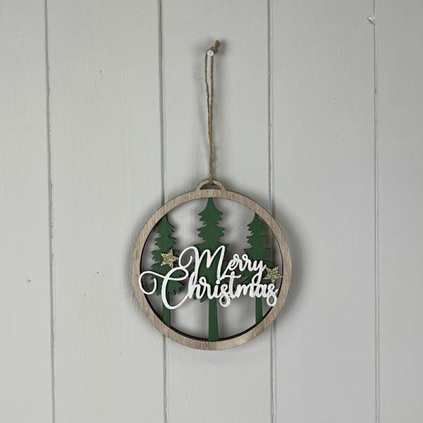 Wooden Hanging Circle with Tree