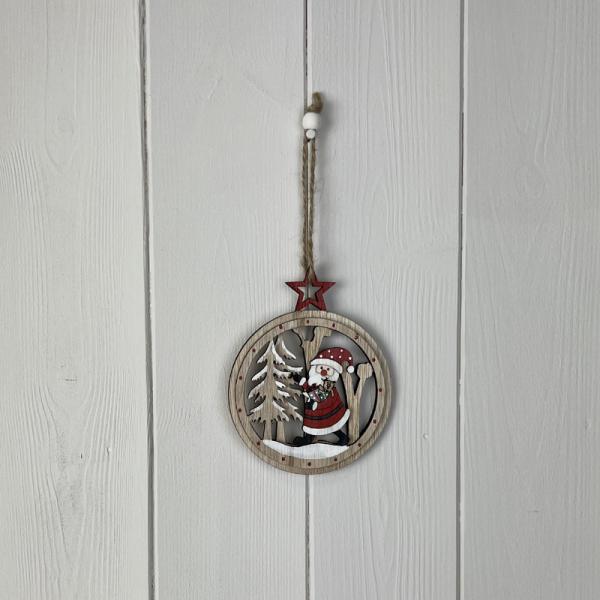 Wooden Hanging Circle Festive Decoration