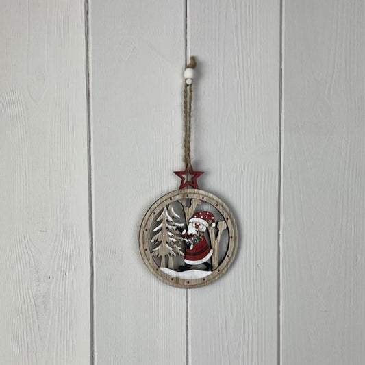 Wooden Hanging Circle Festive Decoration