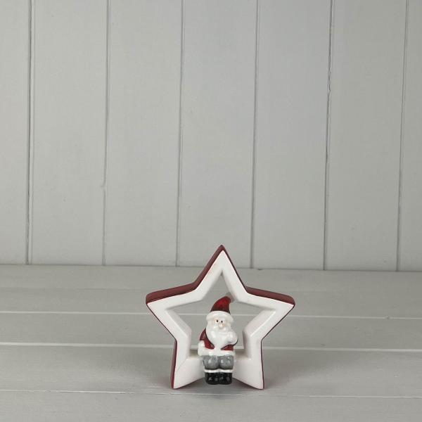 Small Ceramic Star with Sitting Santa