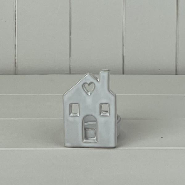 White Ceramic House Tealight Holder