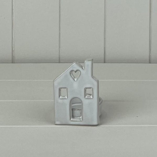 White Ceramic House Tealight Holder