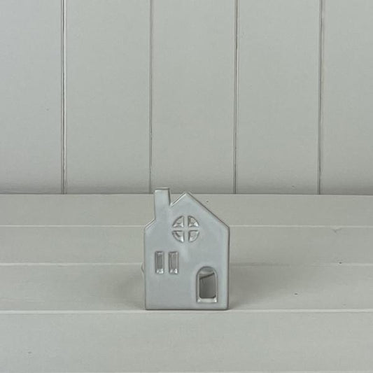 White Ceramic House Tealight Holder