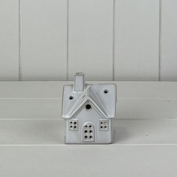 White Ceramic House Ornament with LED