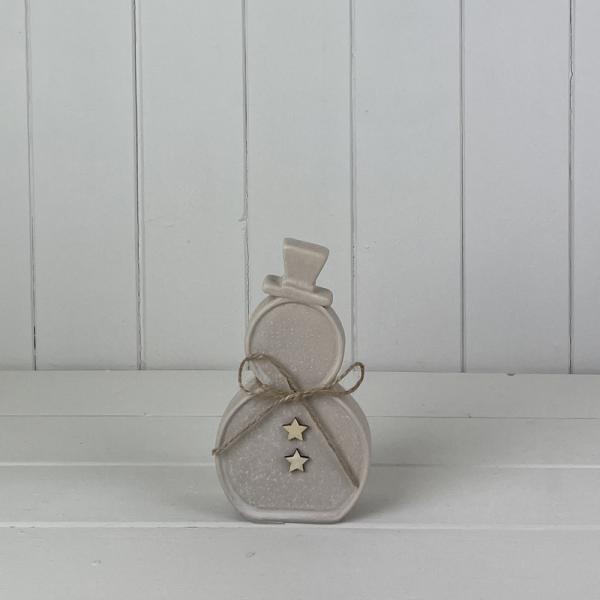 Sand Texture Effect Ceramic Snowman Decoration